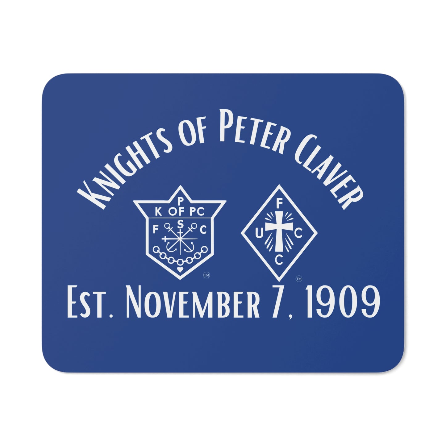 Knights of Peter Claver Desk Mouse Pad - Established 1909, Elegant Blue Design
