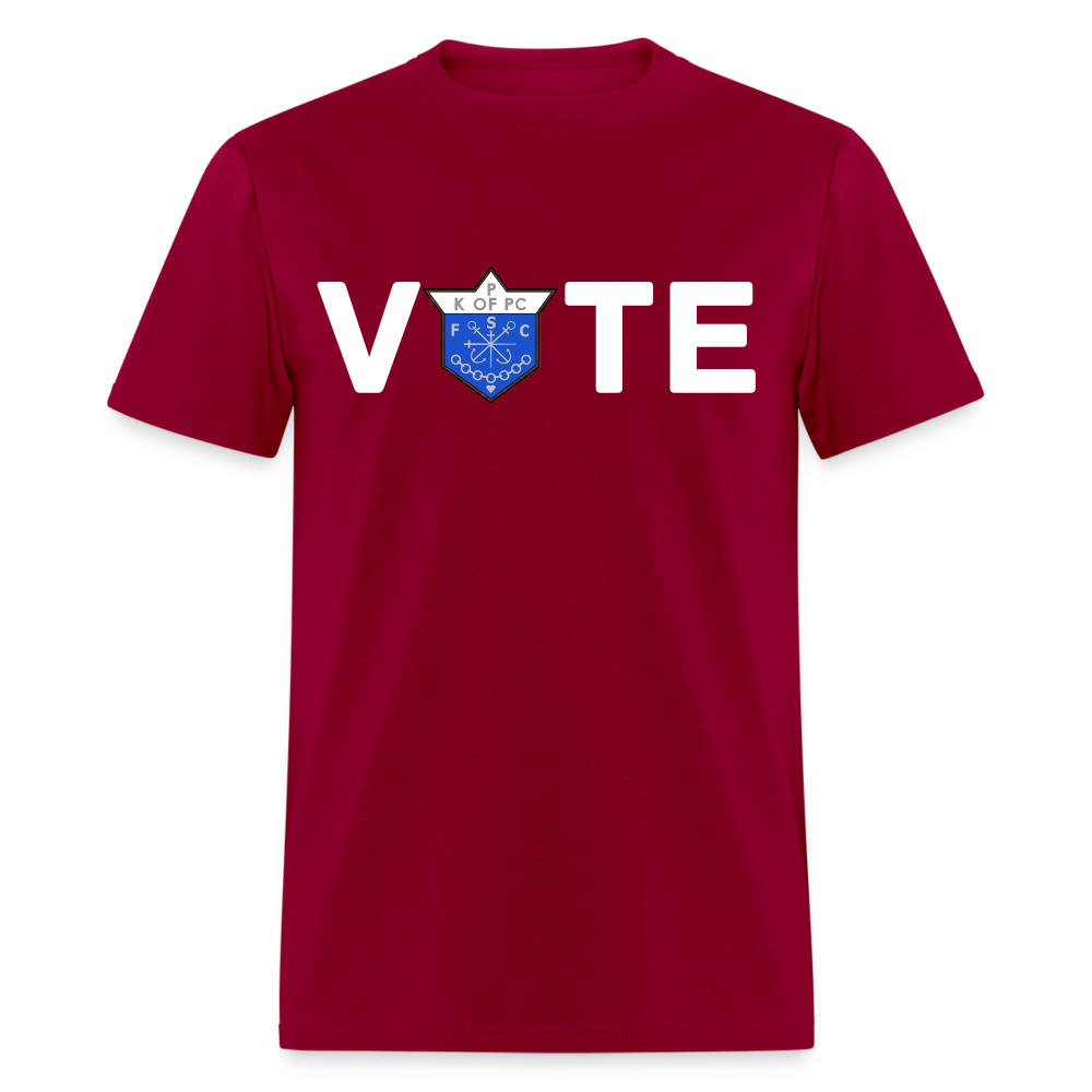 CLAVERS VOTE T-SHIRT - dark red
