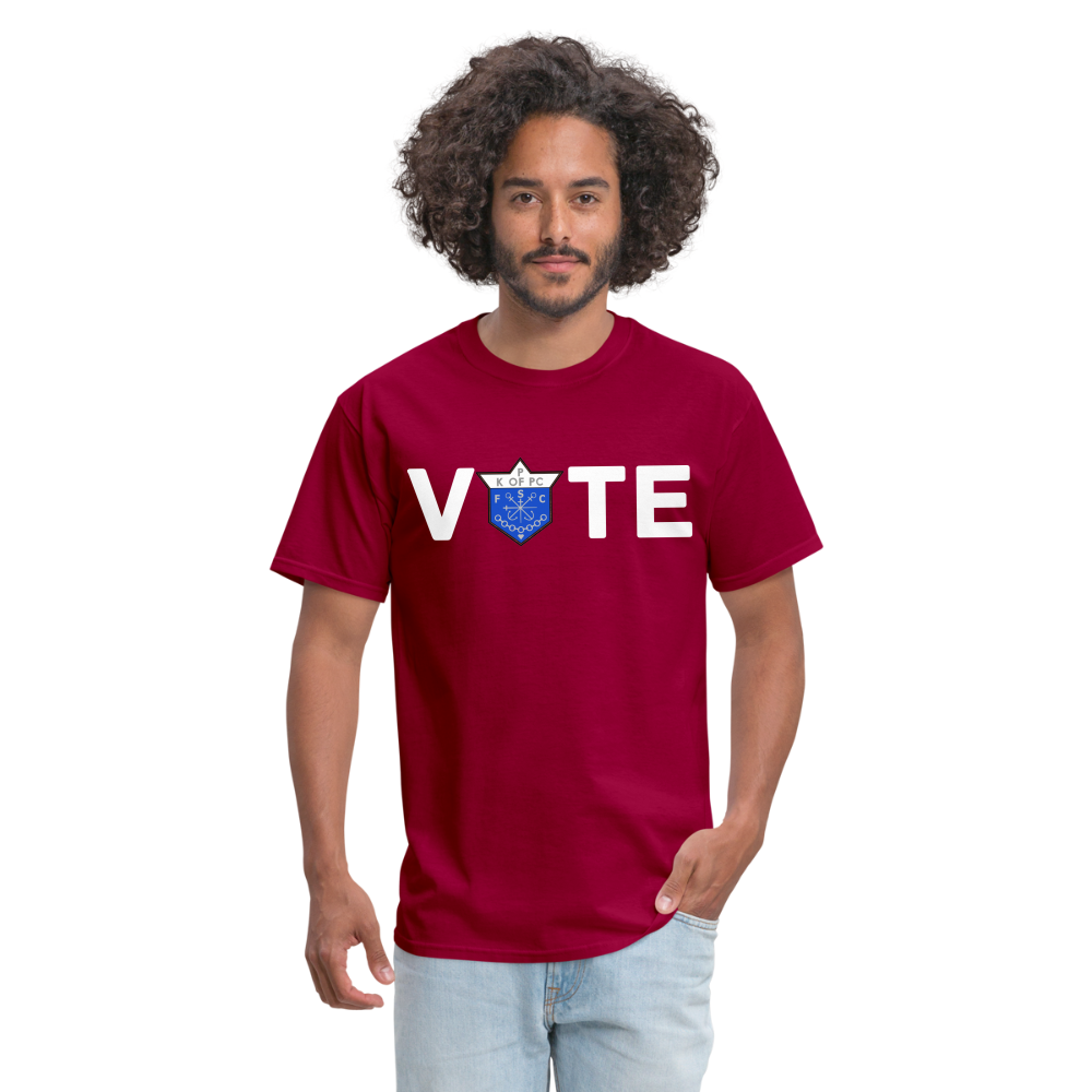 CLAVERS VOTE T-SHIRT - dark red
