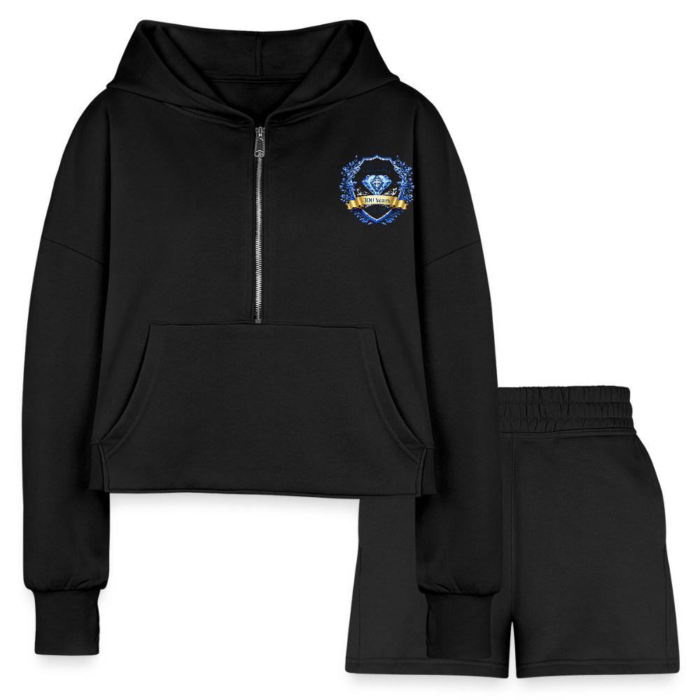 Centennial Hoodie & Jogger Short Set - black