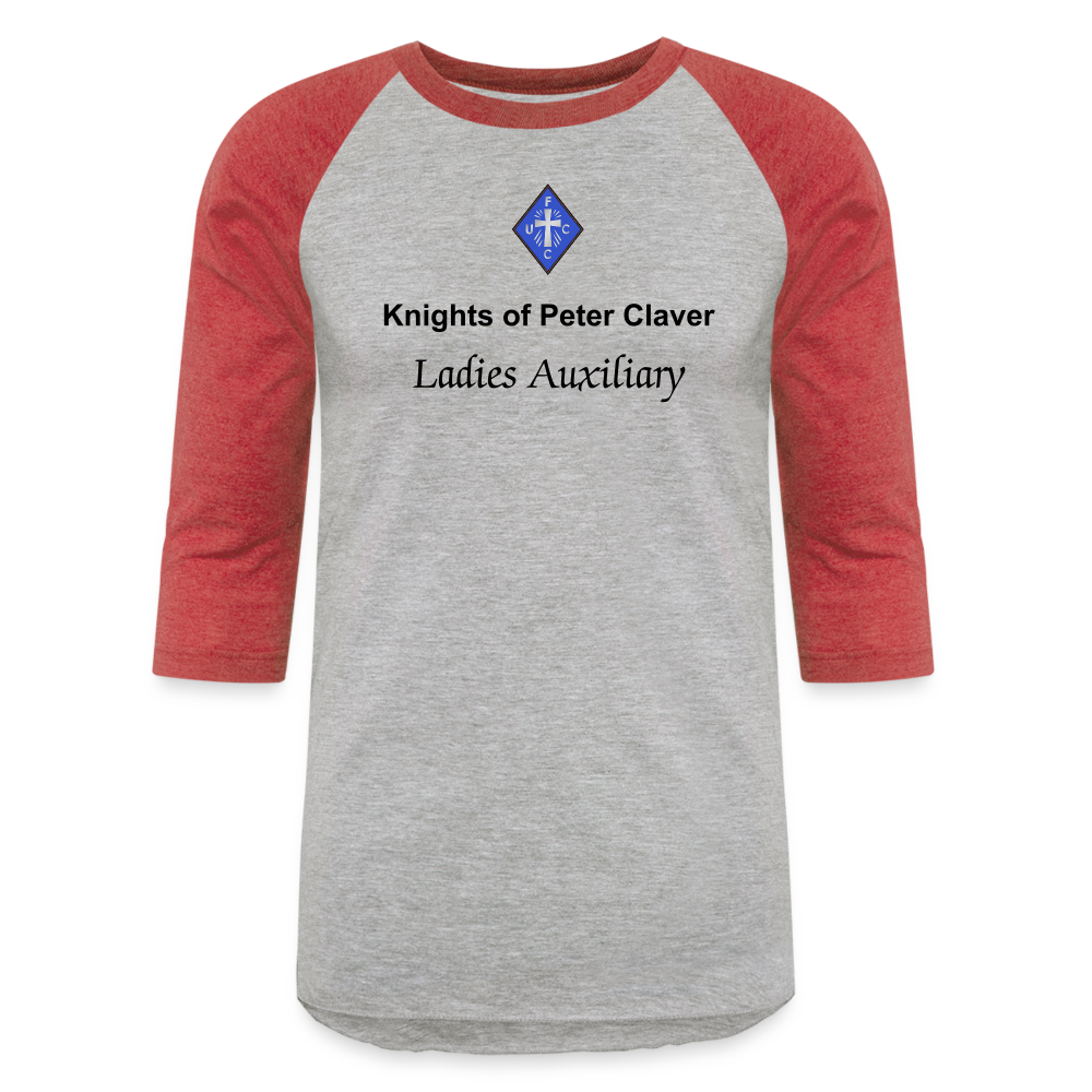 Ladies Baseball T-Shirt - heather gray/red