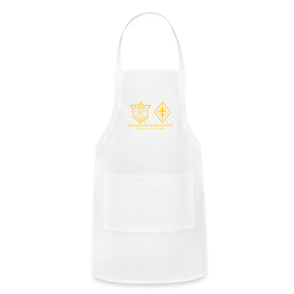 Adjustable Apron with Gold Writing - white