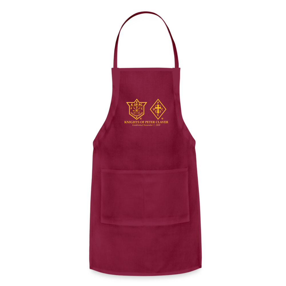 Adjustable Apron with Gold Writing - burgundy