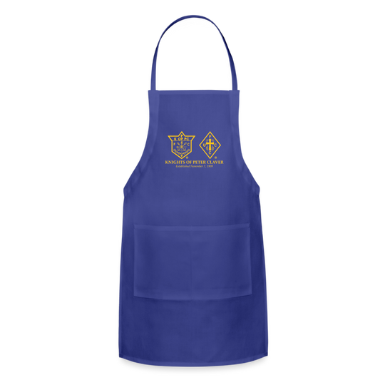 Adjustable Apron with Gold Writing - royal blue