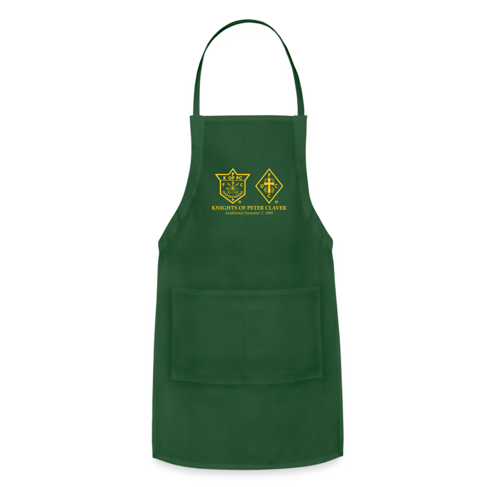 Adjustable Apron with Gold Writing - forest green