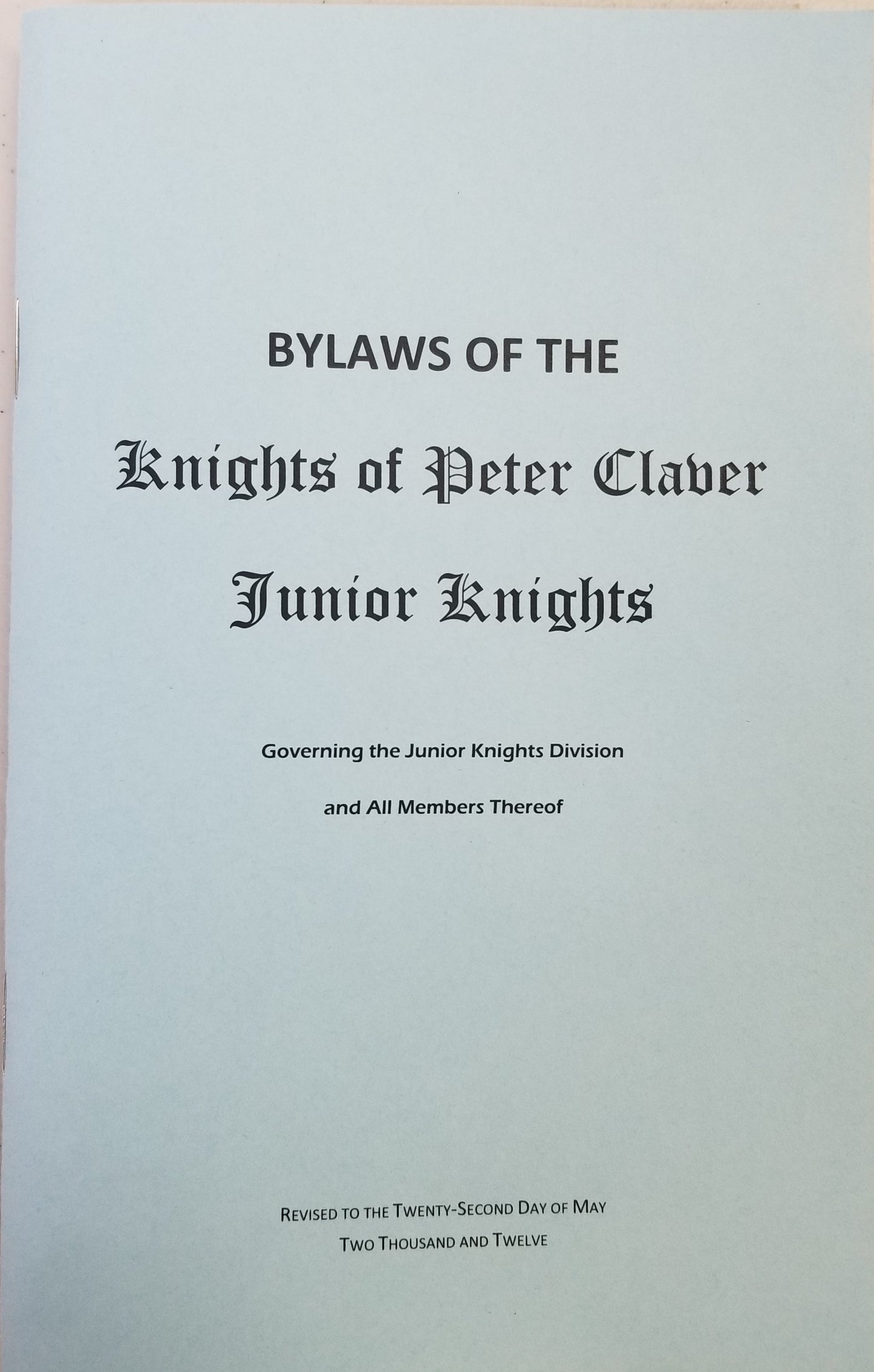 Junior Knights Constitution/Handbook
